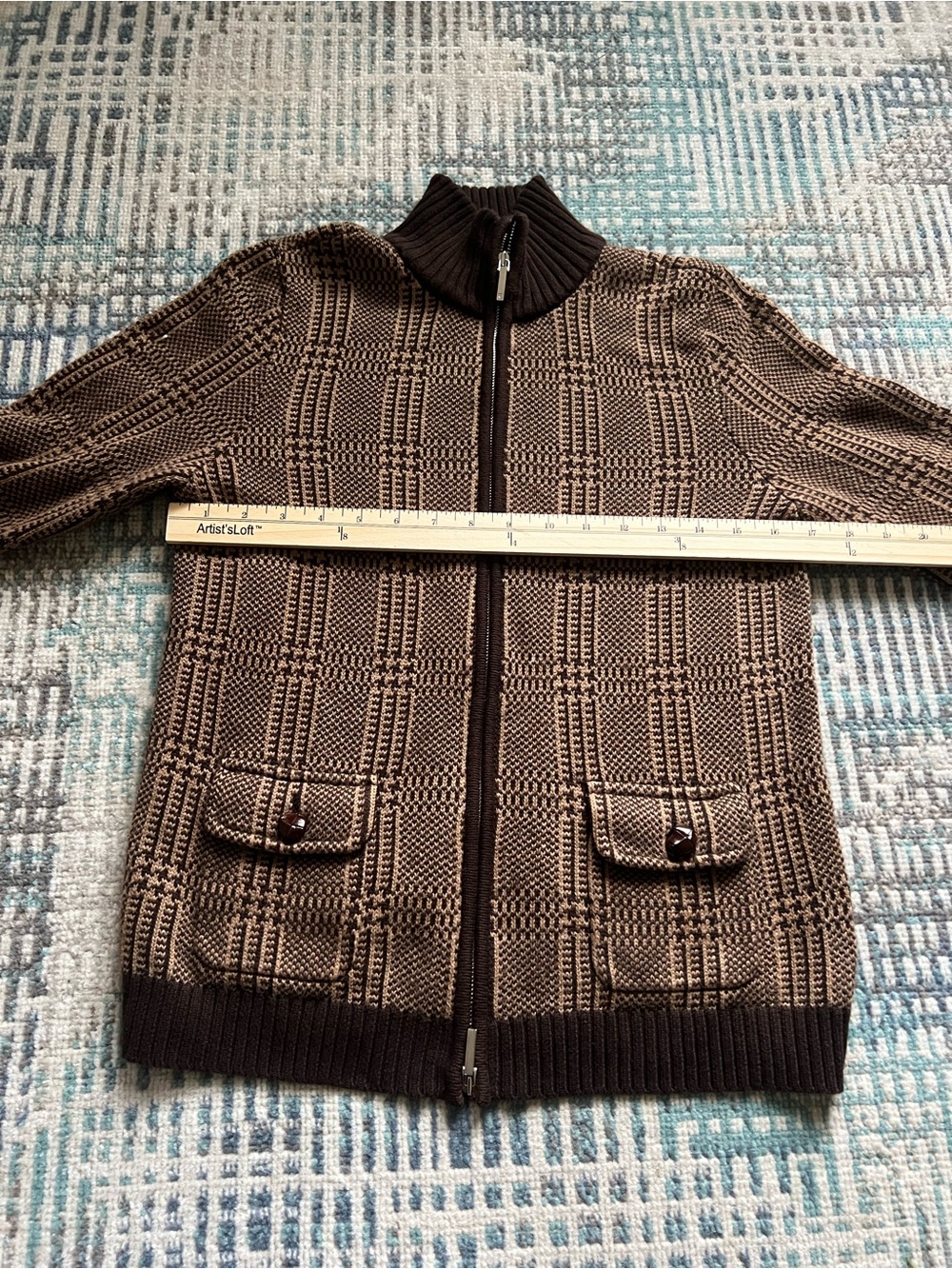 Women’s Lauren Ralph Lauren Brown Knit Zip Cardigan Sweater Small - Picture 7 of 7